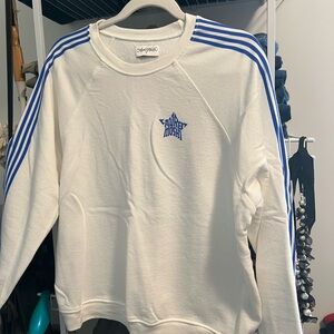 Lauren Moshi Butterfly 🦋 Evil Eye White Sweatshirt with Blue Accents